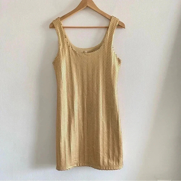 Bailey 44  Gold Sequin Tank Mini Dress Sz M - Picture 1 of 6